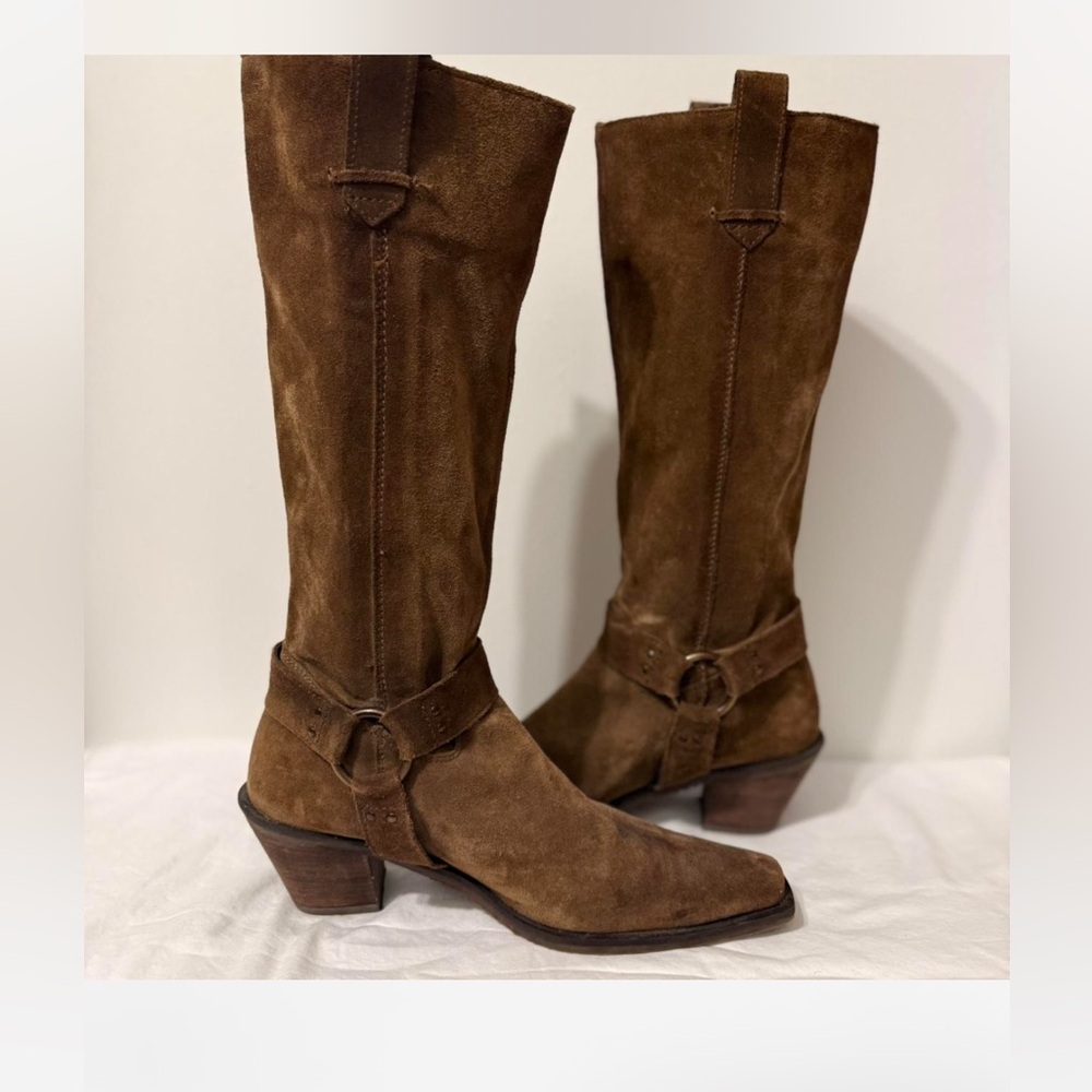 Brown Suede Knee-High Boots
